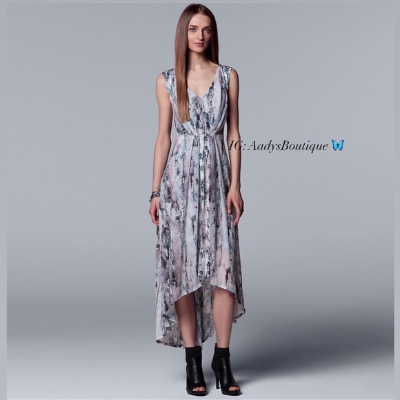 Simply Vera Vera Wang Dresses & Skirts - Vera Wang Marble Painted Dress High-Low Midi Dress Size L